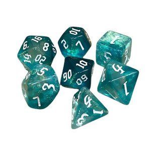 Набір дайсів DOUBLE COLOR GLITTER 7 DICE SET AQUA-WHITE g7dglitdc06 фото