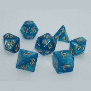Набір дайсів PEARL 7 DICE SET LIGHT BLUE (W-GOLD) g7dpearl15 фото