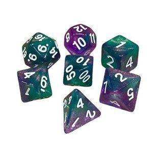 Набір дайсів DOUBLE COLOR GLITTER 7 DICE SET GREEN-PINK g7dglitdc11 фото