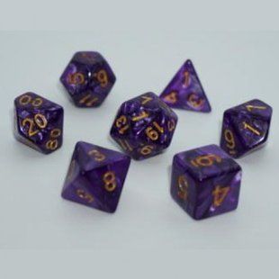 Набір дайсів PEARL 7 DICE SET DARK PURPLE (W-GOLD) g7dpearl13 фото