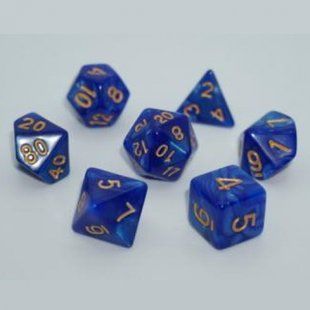 Набір дайсів PEARL 7 DICE SET BLUE (W-GOLD) g7dpearl11 фото