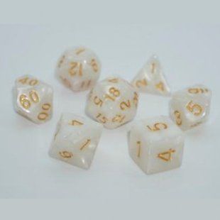 Набір дайсів PEARL 7 DICE SET WHITE (W-GOLD) g7dpearl09 фото