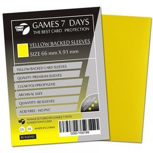 Протектори Games7days 66 x 91 мм Yellow Premium MTG Standart (80 шт.)  GSD-YE6691 фото