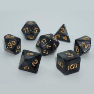 Набір дайсів PEARL 7 DICE SET BLACK (W-GOLD) g7dpearl08 фото