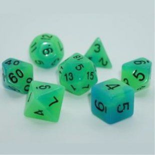 Набір дайсів DOUBLE COLOR GLOW IN THE DARK 7 DICE SET GREEN-BLUE g7dglowdc02 фото