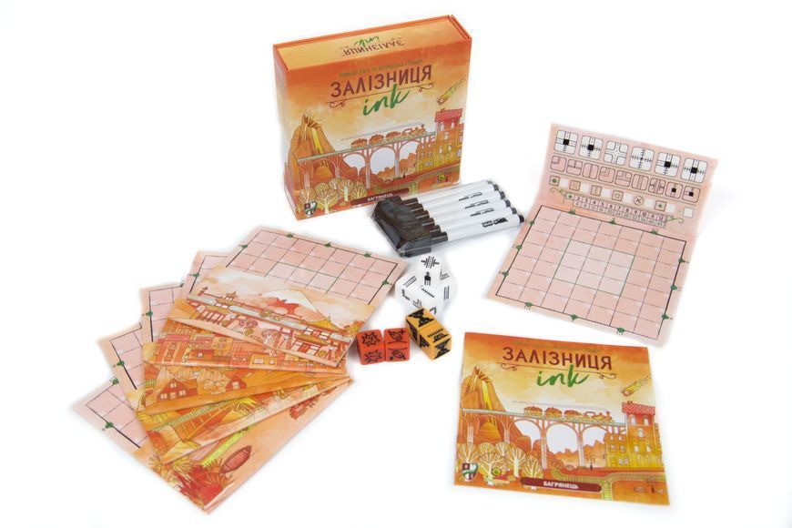 Настільна гра Залізниця Inc. Багрянець (Railroad Ink: Blazing Red Edition) 2480 фото