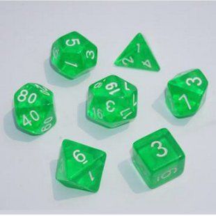 Набір дайсів TRANSPARENT 7 DICE SET GREEN g7dtran05 фото