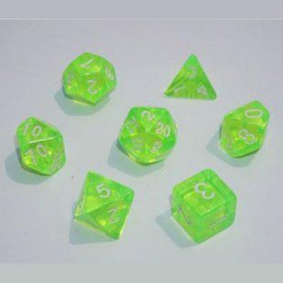 Набір дайсів TRANSPARENT 7 DICE SET LIGHT GREEN g7dtran13 фото
