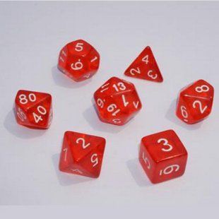 Набір дайсів TRANSPARENT 7 DICE SET RED g7dtran02 фото