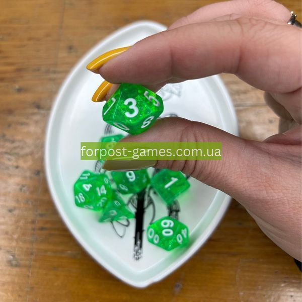 Набір дайсів GLITTER 7 DICE SET LIGHT GREEN g7dglit05 фото