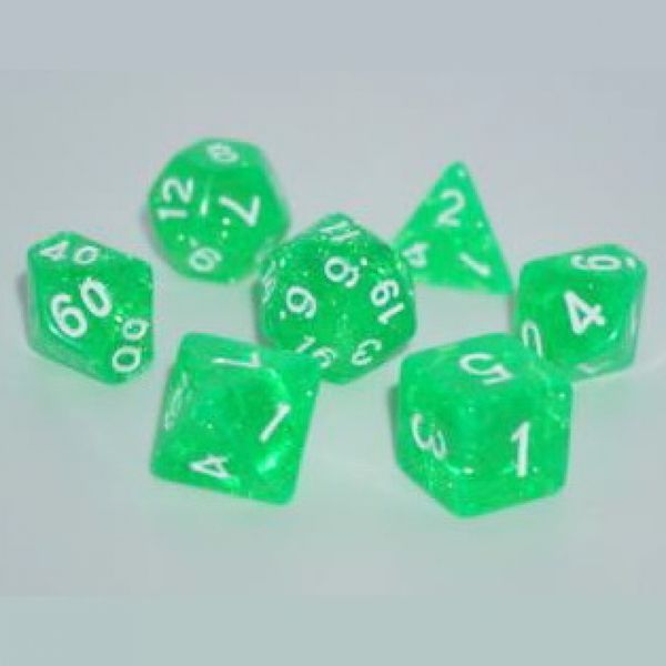 Набір дайсів GLITTER 7 DICE SET LIGHT GREEN g7dglit05 фото