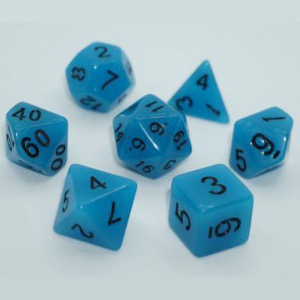 Набір дайсів GLOW IN THE DARK 7 DICE SET LIGHT BLUE g7dglow02 фото