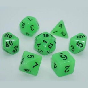 Набір дайсів GLOW IN THE DARK 7 DICE SET LIGHT GREEN g7dglow03 фото