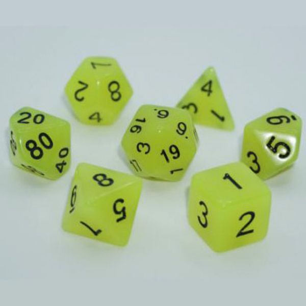 Набір дайсів GLOW IN THE DARK 7 DICE SET YELLOW g7dglow01 фото