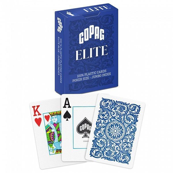 Пластикові карти Copag Elite 100% Plastic Jumbo Ind. Blue cpg004 фото