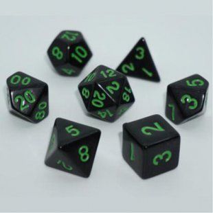 Набір дайсів OPAQUE 7 DICE SET BLACK (W-GREEN) g7dopaq01 фото