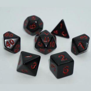 Набір дайсів OPAQUE 7 DICE SET BLACK (W-RED) g7dopaq08 фото