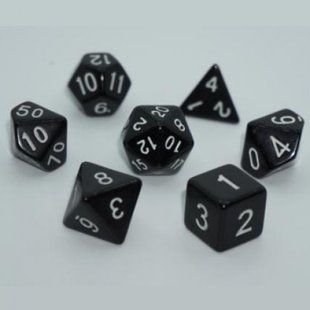 Набір дайсів OPAQUE 7 DICE SET BLACK (W-WHITE) g7dopaq04 фото