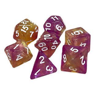 Набір дайсів DOUBLE COLOR GLITTER 7 DICE SET YELLOW-PINK g7dglitdc12 фото