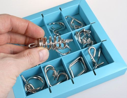 Блакитний набір залізних головоломок (10 Metal Puzzle Blue) 473356 фото