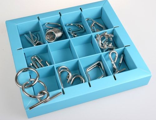 Блакитний набір залізних головоломок (10 Metal Puzzle Blue) 473356 фото