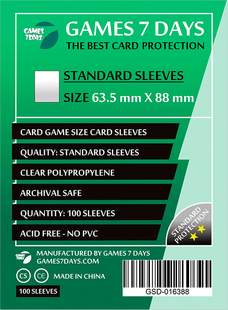 Протектори для карт Games7days (63,5 х 88 мм, 100 шт.) (STANDART) GSD-016388 фото