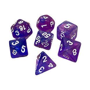 Набір дайсів DOUBLE COLOR GLITTER 7 DICE SET BLUE-PURPLE g7dglitdc14 фото