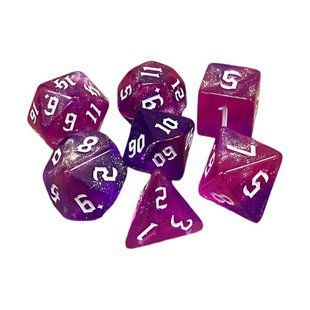Набір дайсів DOUBLE COLOR GLITTER 7 DICE SET PINK-PURPLE g7dglitdc03 фото